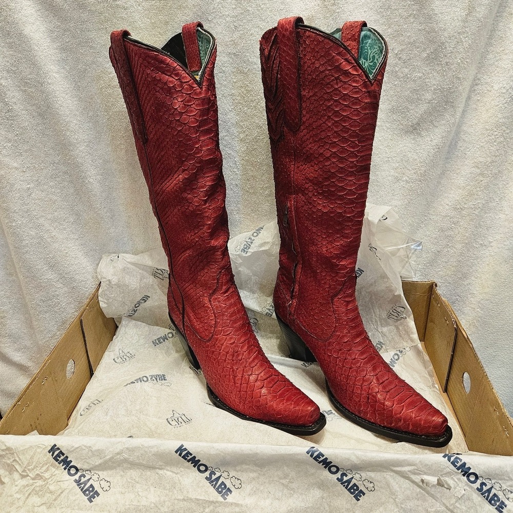 Corral Red Python Boots Kemo Sabe Exclusive Size … - image 1